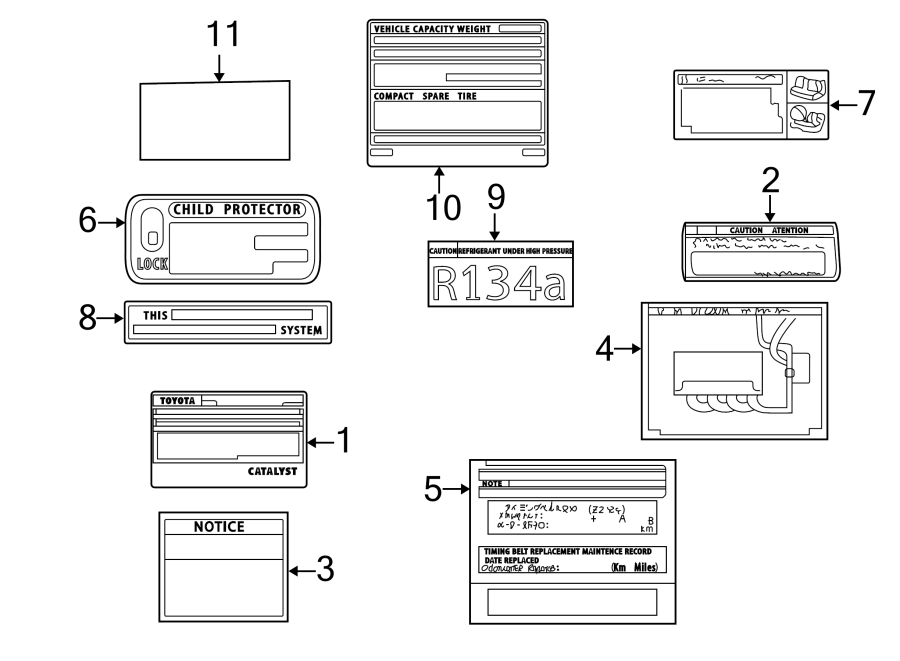 Diagram INFORMATION LABELS. for your 2010 Toyota Camry  LE SEDAN 