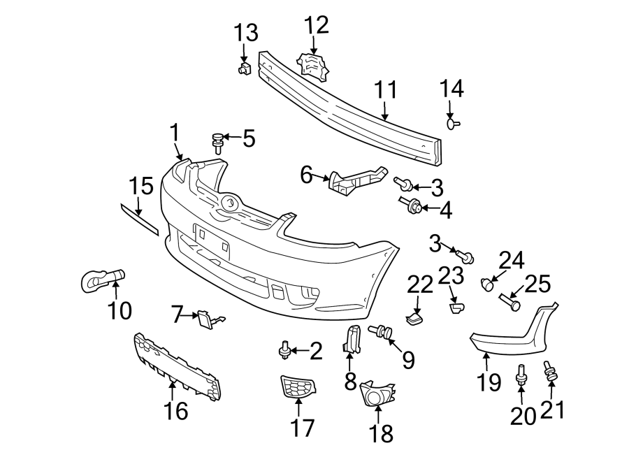 Diagram FRONT BUMPER. BUMPER & COMPONENTS. for your 2019 Toyota Prius Prime  Advanced Hatchback 