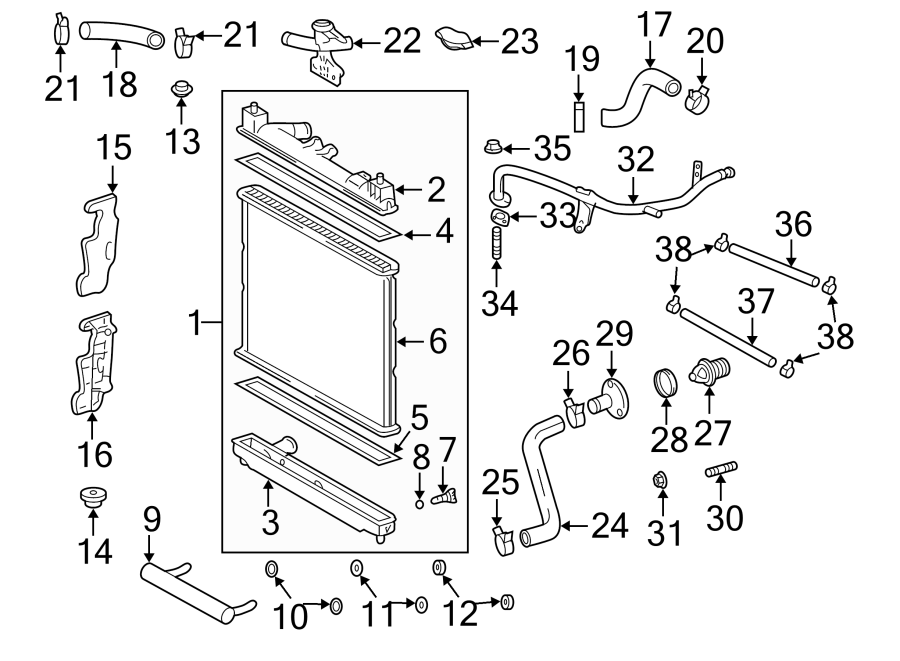 Diagram RADIATOR & COMPONENTS. for your 2015 Toyota Tundra  Platinum Crew Cab Pickup Fleetside 