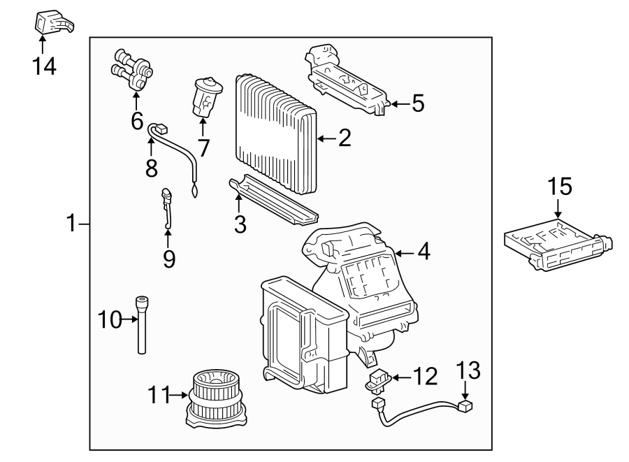 Diagram AIR CONDITIONER & HEATER. EVAPORATOR COMPONENTS. for your 2025 Toyota Corolla   