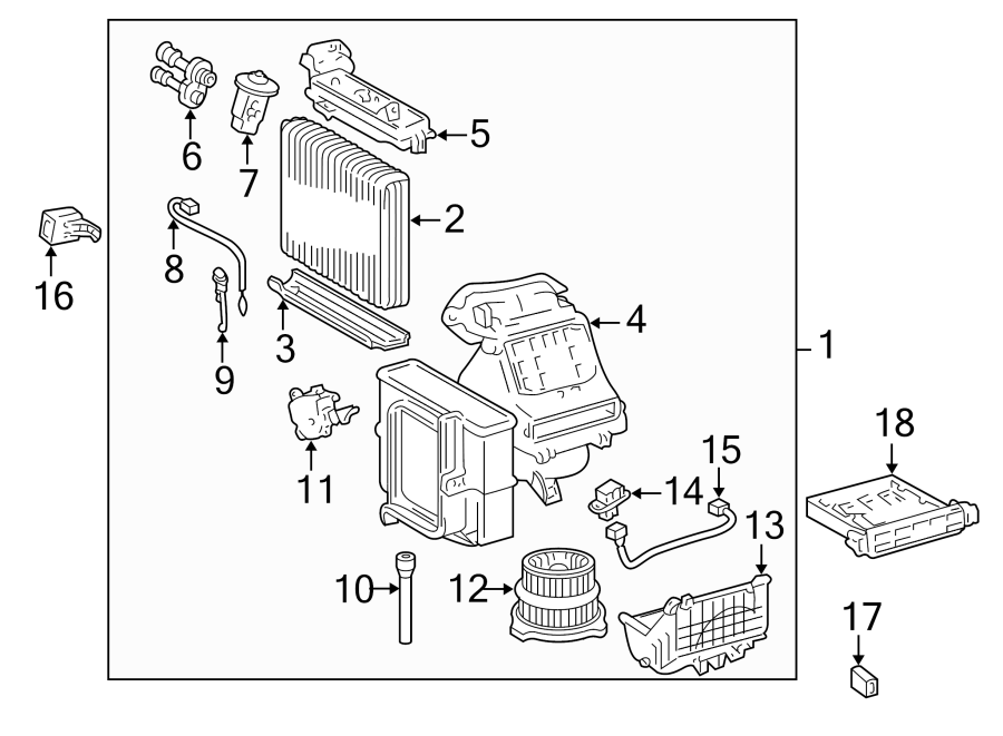 Diagram AIR CONDITIONER & HEATER. EVAPORATOR COMPONENTS. for your 2025 Toyota Corolla   