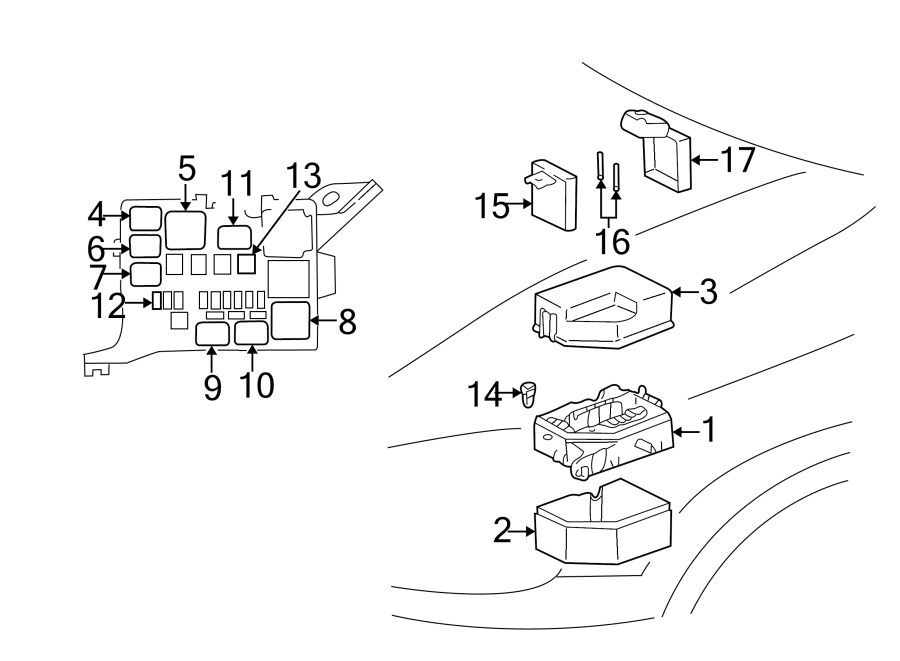 Diagram ELECTRICAL COMPONENTS. for your 1996 Toyota Camry   