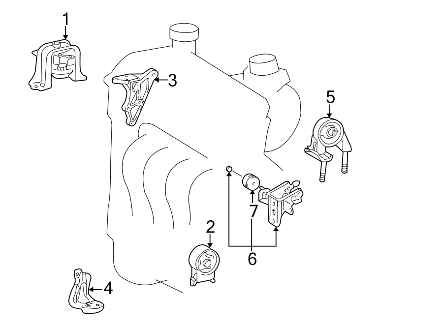 Diagram ENGINE / TRANSAXLE. ENGINE & TRANS MOUNTING. for your 2005 Toyota Solara  SE CONVERTIBLE 