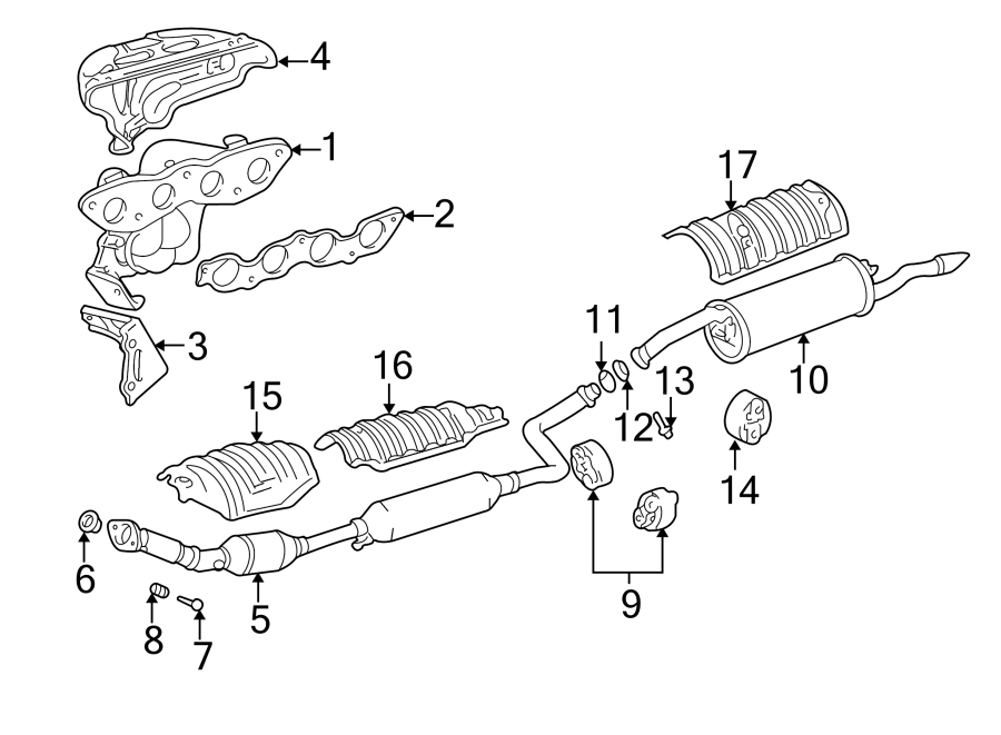 Diagram EXHAUST SYSTEM. EXHAUST COMPONENTS. MANIFOLD. for your 2011 Toyota Sienna  Base Mini Passenger Van 