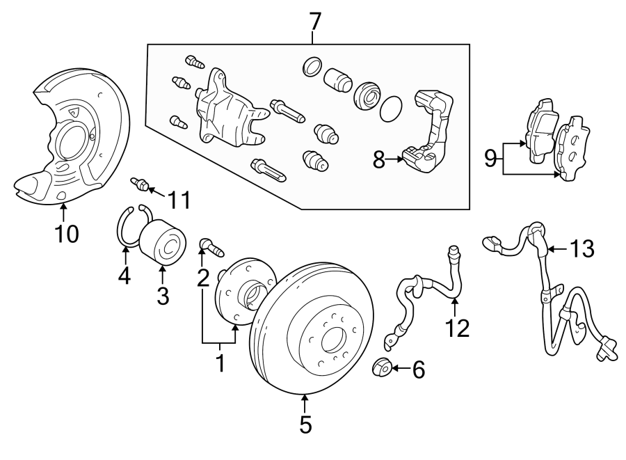 Diagram FRONT SUSPENSION. BRAKE COMPONENTS. for your 2021 Toyota RAV4  XLE Premium Sport Utility 