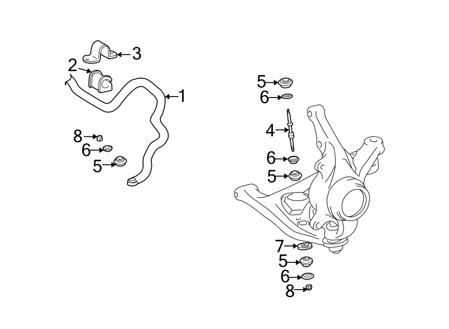 Diagram FRONT SUSPENSION. STABILIZER BAR & COMPONENTS. for your 2012 Toyota Yaris 1.5L VVTi M/T SE Hatchback 