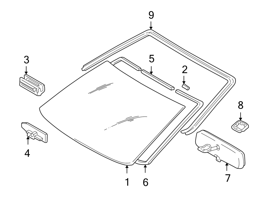 Diagram WINDSHIELD. GLASS. REVEAL MOLDINGS. for your Toyota Avalon  