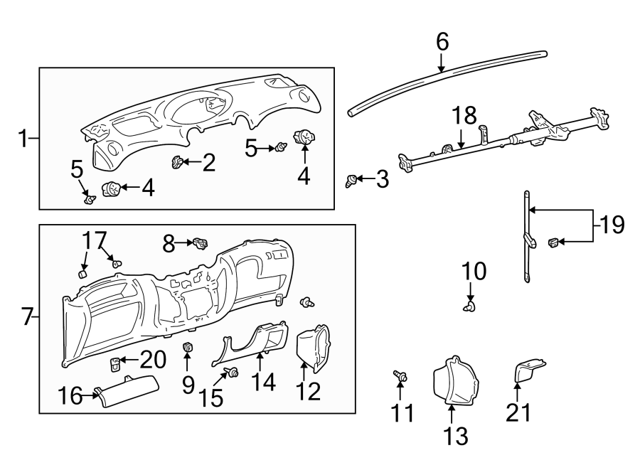 Diagram INSTRUMENT PANEL. for your 2021 Toyota 4Runner 4.0L V6 A/T 4WD SR5 Sport Utility 