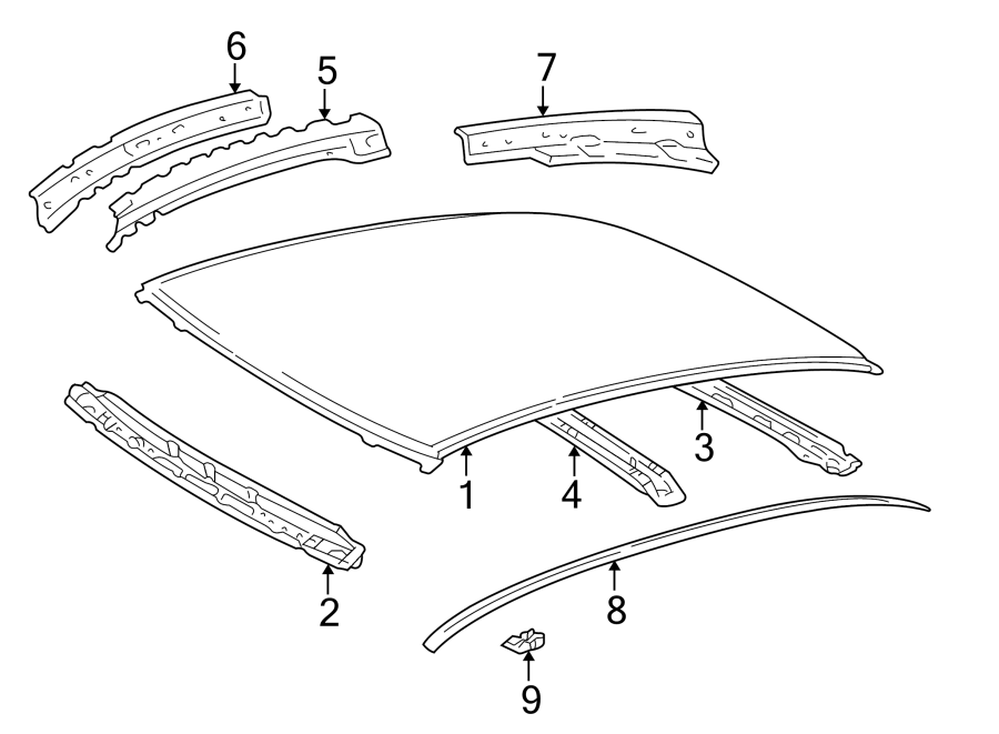 Diagram EXTERIOR TRIM. ROOF & COMPONENTS. for your 2017 Toyota RAV4   