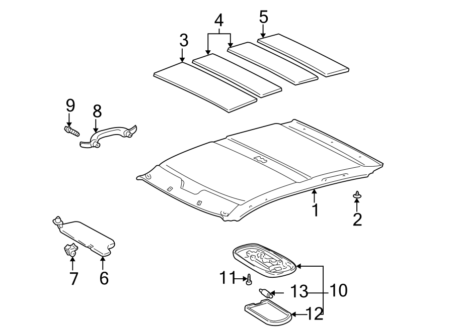 Diagram ROOF. INTERIOR TRIM. for your 2006 Toyota Camry 3.3L V6 M/T SE SEDAN 