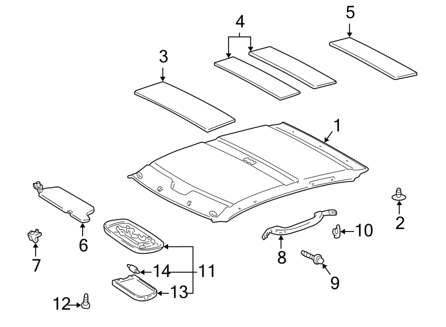 Diagram ROOF. INTERIOR TRIM. for your 2006 Toyota Camry 3.3L V6 M/T SE SEDAN 