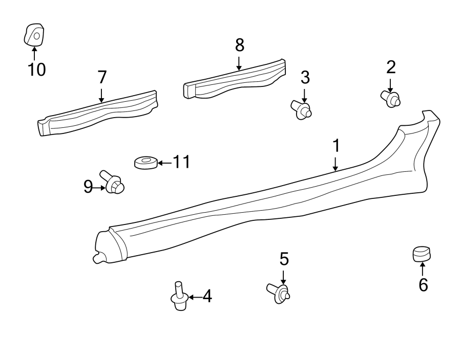 Diagram PILLARS. ROCKER & FLOOR. EXTERIOR TRIM. for your Toyota RAV4  