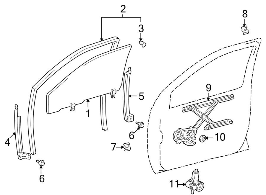 Diagram GLASS & HARDWARE. for your 2004 Toyota Highlander   