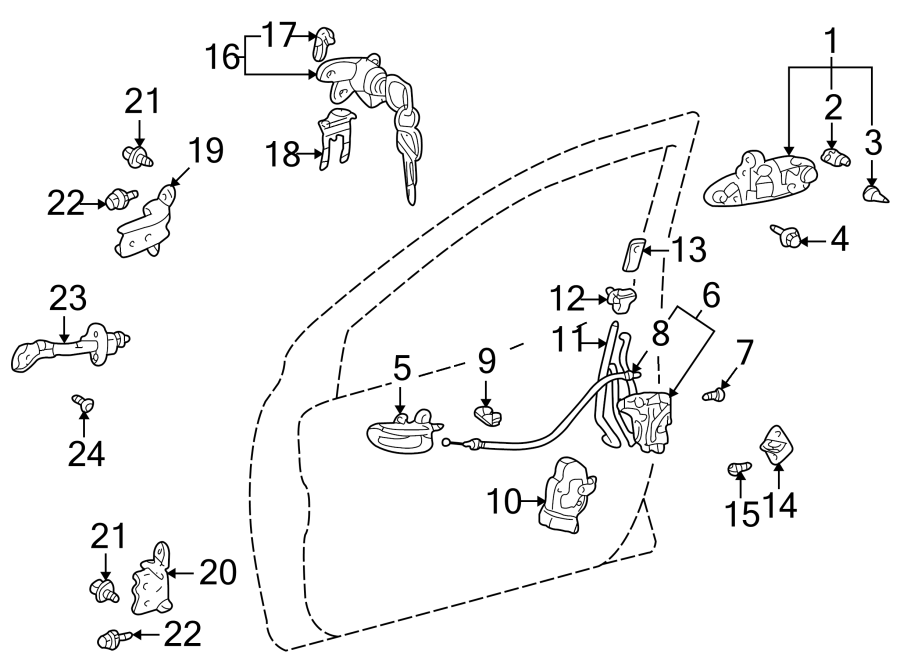 Diagram LOCK & HARDWARE. for your Toyota