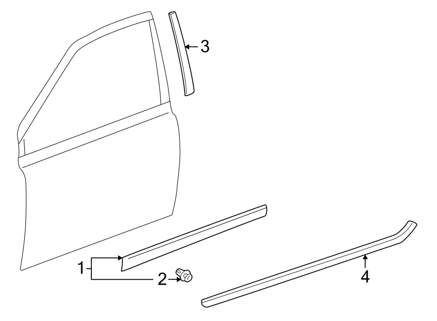 Diagram FRONT DOOR. EXTERIOR TRIM. for your 2017 Toyota Avalon  Hybrid XLE Premium Sedan 