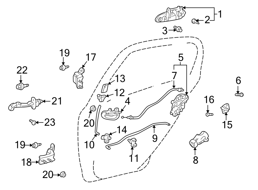 Diagram REAR DOOR. LOCK & HARDWARE. for your 2012 Toyota Camry 3.5L V6 A/T SE SEDAN 