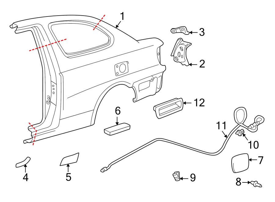 Diagram QUARTER PANEL & COMPONENTS. for your 2022 Toyota Venza  Limited Sport Utility 