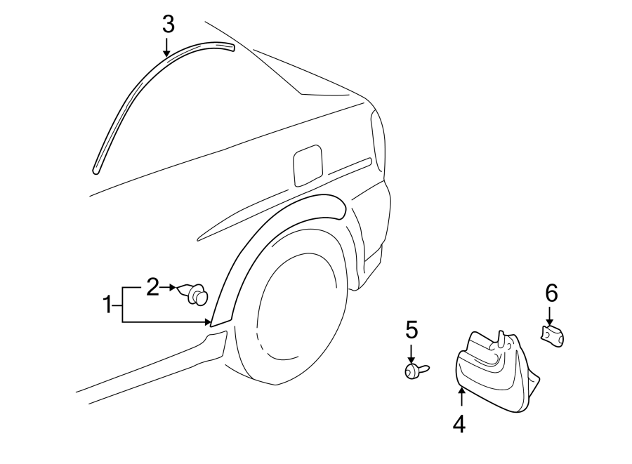 Diagram QUARTER PANEL. EXTERIOR TRIM. for your 2021 Toyota RAV4  LE Sport Utility 