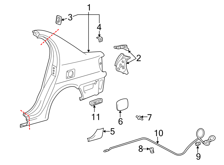 Diagram QUARTER PANEL & COMPONENTS. for your 2000 Toyota RAV4   