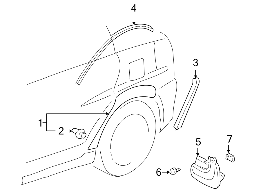 Diagram QUARTER PANEL. EXTERIOR TRIM. for your Toyota