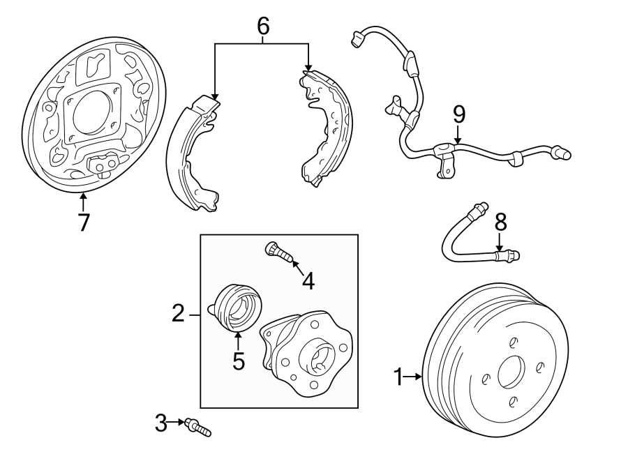 Diagram REAR SUSPENSION. BRAKE COMPONENTS. for your 2020 Toyota Highlander   