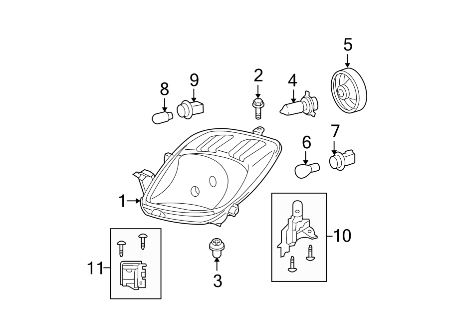 Diagram FRONT LAMPS. HEADLAMP COMPONENTS. for your 2001 Toyota 4Runner   