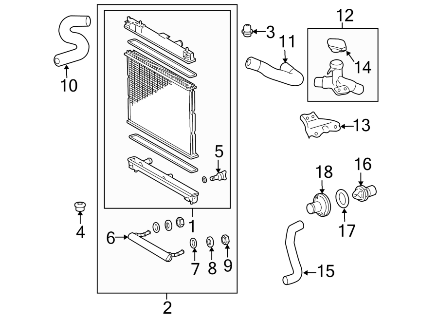 Diagram RADIATOR & COMPONENTS. for your 1997 Toyota Tacoma  SR5 Extended Cab Pickup Fleetside 