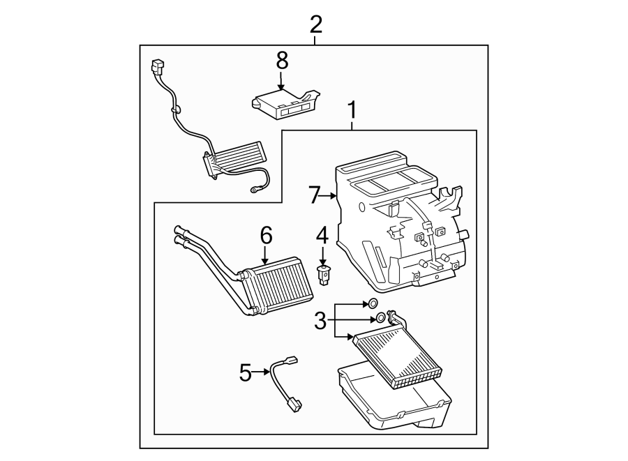 Diagram AIR CONDITIONER & HEATER. EVAPORATOR COMPONENTS. for your 2018 Toyota Camry  LE SEDAN 