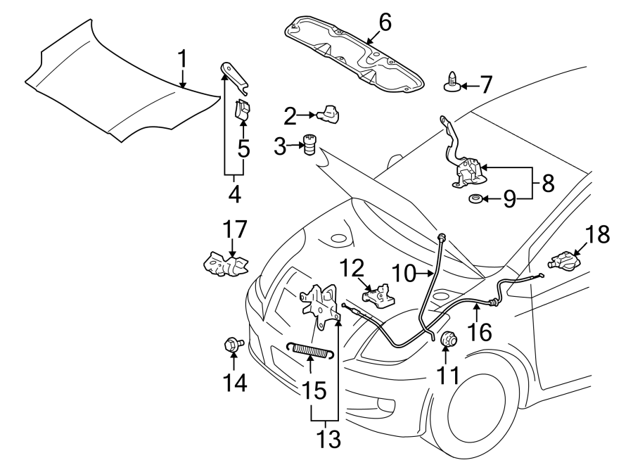 Diagram Rear suspension. Hood & components. for your 2017 Toyota Avalon  Hybrid Limited Sedan 