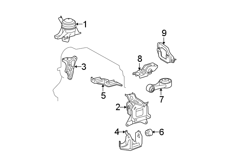 Diagram ENGINE / TRANSAXLE. ENGINE & TRANS MOUNTING. for your 2005 Toyota Solara  SE CONVERTIBLE 