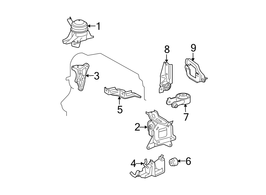 Diagram ENGINE / TRANSAXLE. ENGINE & TRANS MOUNTING. for your 2005 Toyota Solara  SE CONVERTIBLE 