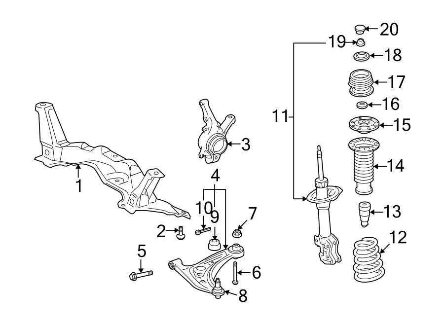 Diagram FRONT SUSPENSION. SUSPENSION COMPONENTS. for your 2009 Toyota Highlander 3.5L V6 A/T FWD Base Sport Utility 