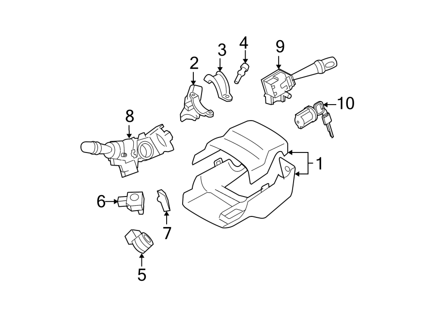 Diagram STEERING COLUMN. SHROUD. SWITCHES & LEVERS. for your 2009 Toyota Highlander  Base Sport Utility 