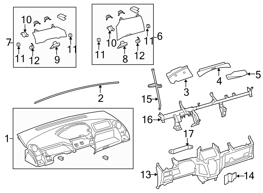 Diagram INSTRUMENT PANEL. for your 2016 Toyota Tacoma 2.7L A/T 4WD SR Extended Cab Pickup Fleetside 