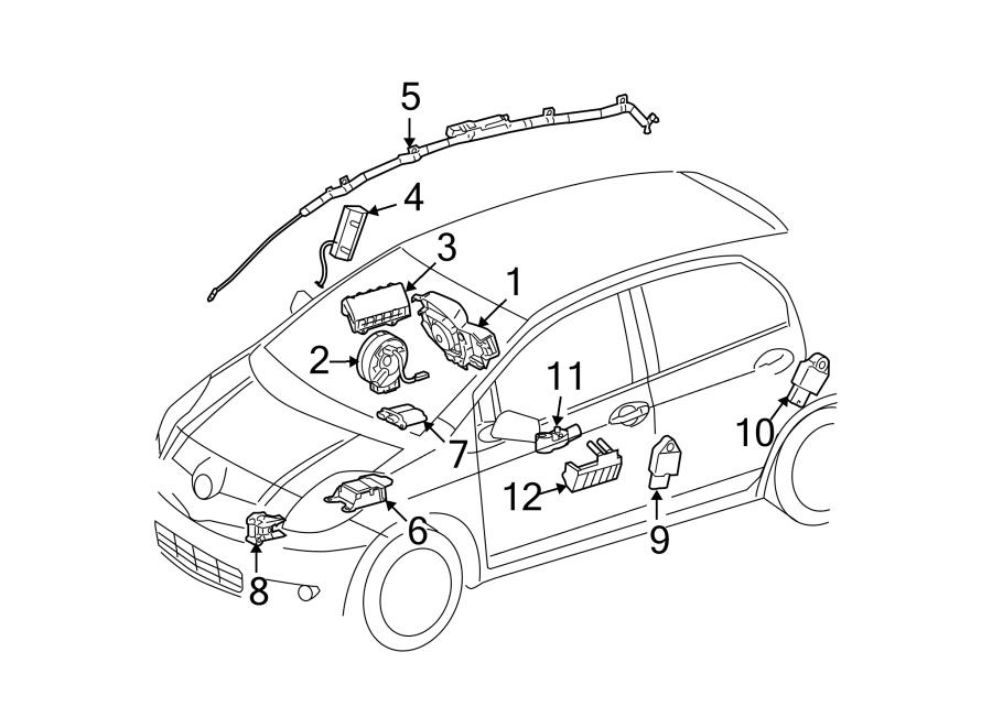 Diagram RESTRAINT SYSTEMS. AIR BAG COMPONENTS. for your 2018 Toyota Prius   