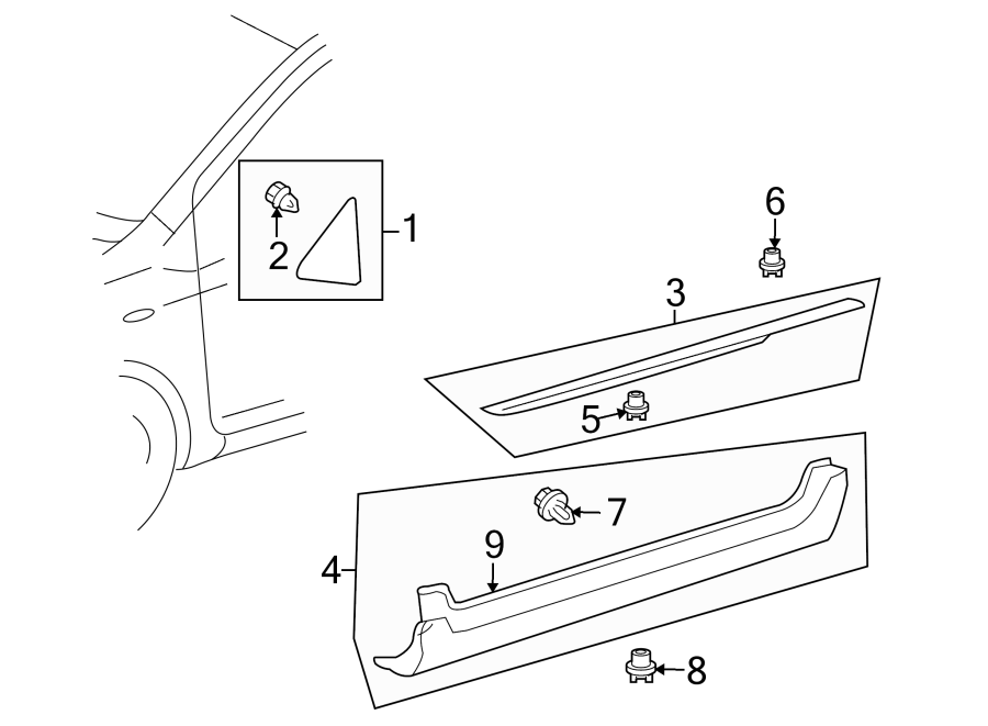 Diagram PILLARS. ROCKER & FLOOR. EXTERIOR TRIM. for your 2007 Toyota Tundra   