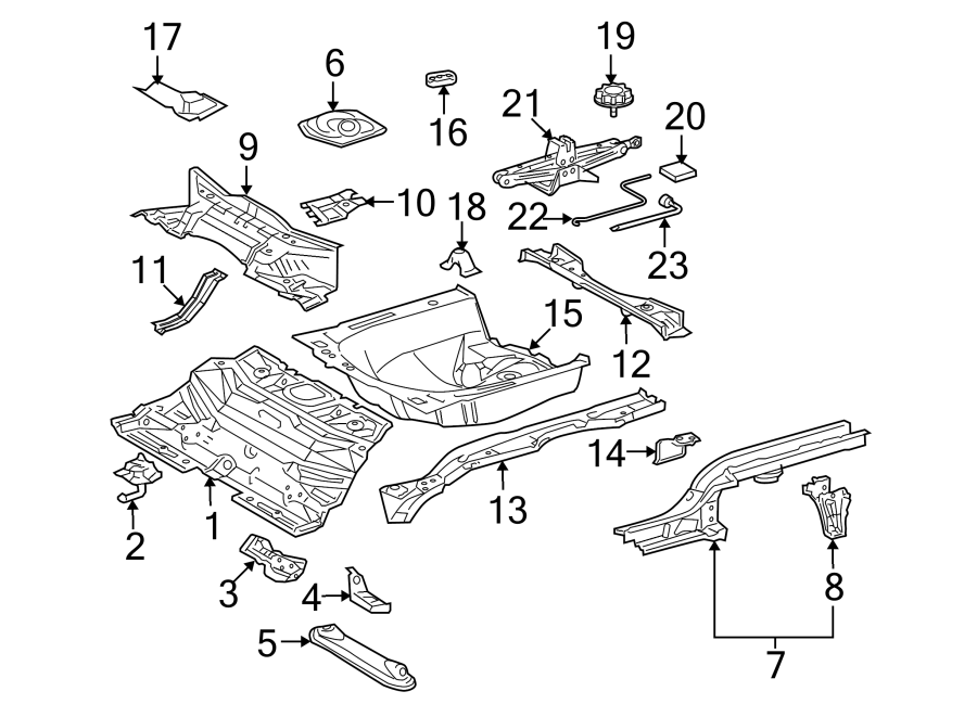 Diagram REAR BODY & FLOOR. FLOOR & RAILS. for your 2015 Toyota Prius Plug-In   