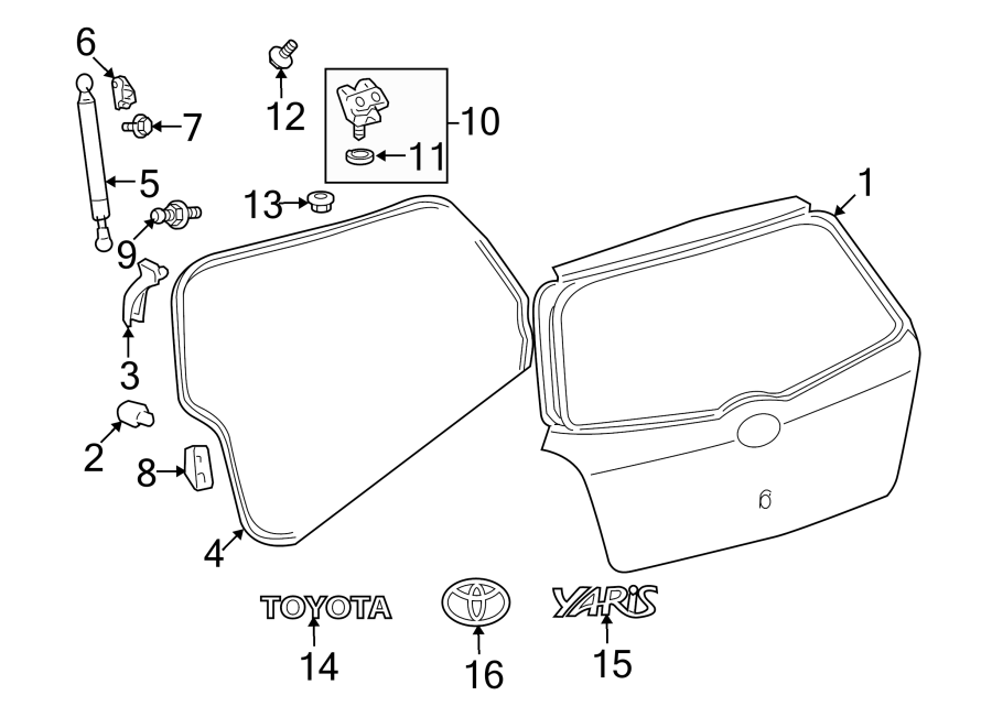 Diagram LIFT GATE. EXTERIOR TRIM. LID & COMPONENTS. for your 2013 Toyota Avalon  Hybrid Limited Sedan 