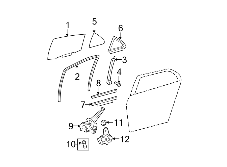 Diagram REAR DOOR. GLASS & HARDWARE. for your 2012 Toyota Sequoia   