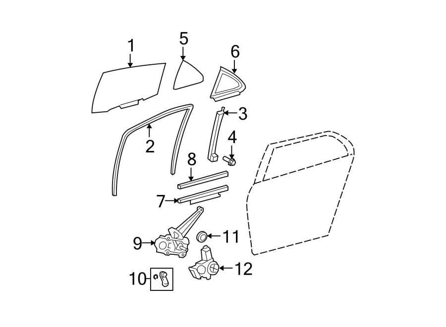 Diagram REAR DOOR. GLASS & HARDWARE. for your Toyota Yaris  