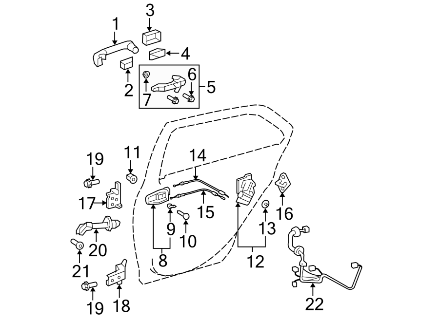 Diagram REAR DOOR. LOCK & HARDWARE. for your 2021 Toyota Highlander   