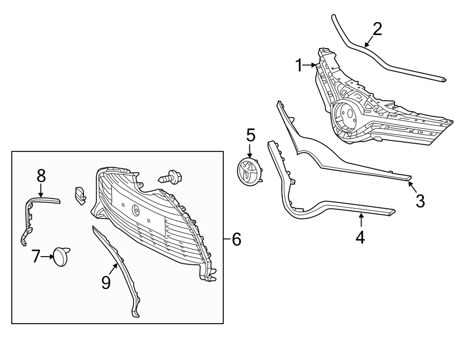 Diagram FRONT BUMPER & GRILLE. GRILLE & COMPONENTS. for your 2012 Toyota Prius Plug-In   