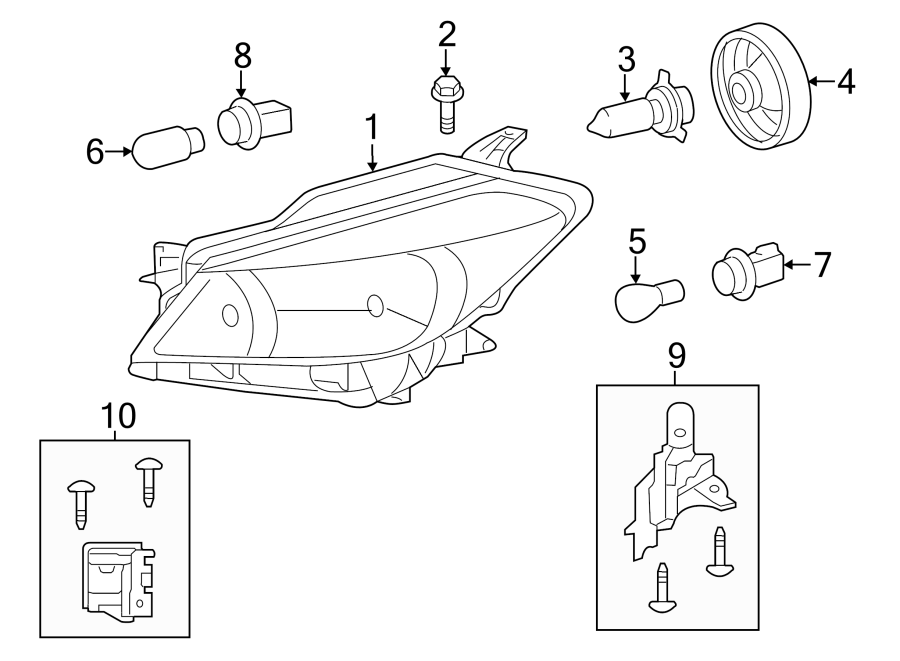 Diagram FRONT LAMPS. HEADLAMP COMPONENTS. for your 2013 Toyota Avalon   