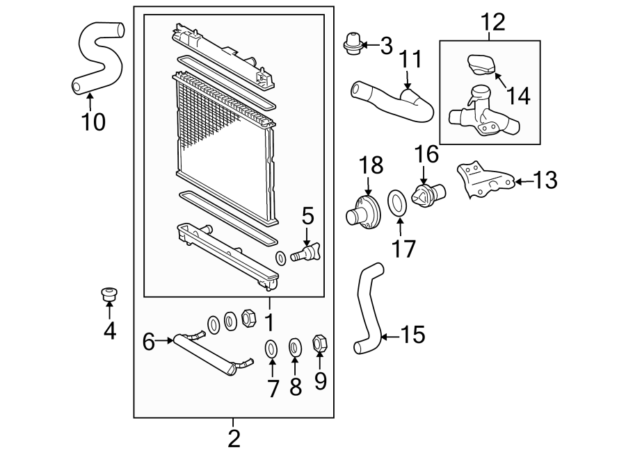 Diagram RADIATOR & COMPONENTS. for your 2012 Toyota Yaris  LE Hatchback 