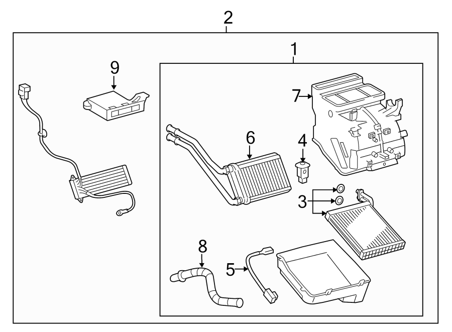 Diagram AIR CONDITIONER & HEATER. EVAPORATOR & HEATER COMPONENTS. for your 2018 Toyota Camry  LE SEDAN 