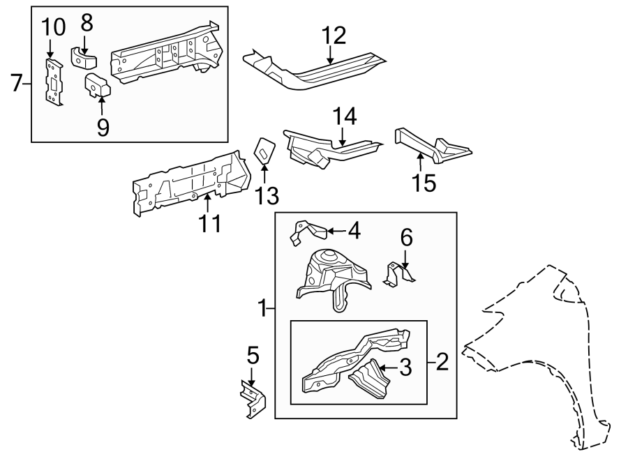 Diagram FENDER. STRUCTURAL COMPONENTS & RAILS. for your 2017 Toyota Avalon   