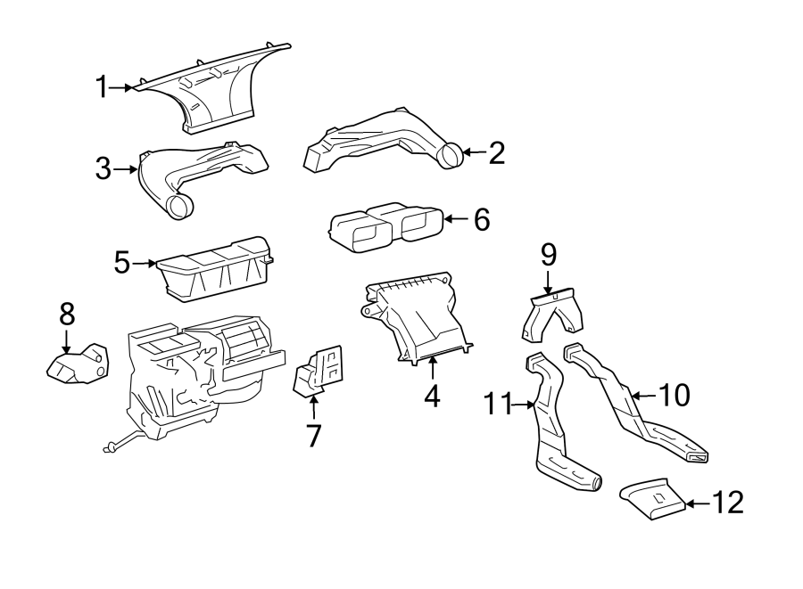 Diagram INSTRUMENT PANEL. DUCTS. for your 2011 Toyota Highlander   