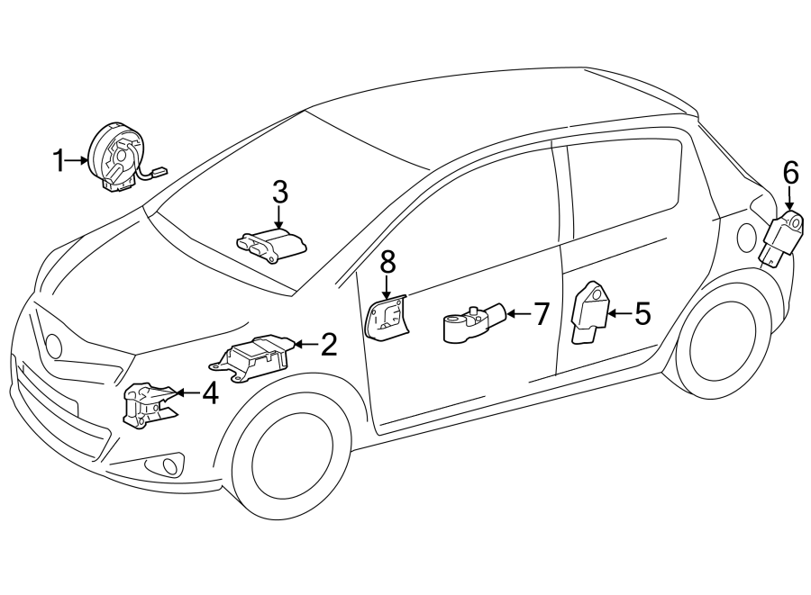 Diagram RESTRAINT SYSTEMS. AIR BAG COMPONENTS. for your 2015 Toyota Camry  Hybrid LE Sedan 