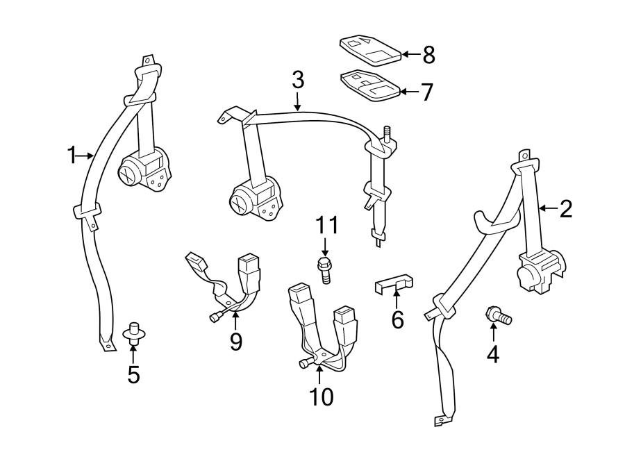 Full size assembly image of RESTRAINT SYSTEMS. REAR SEAT BELTS. (1/1)