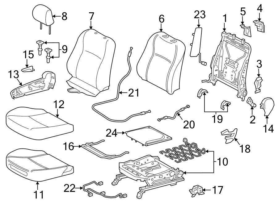 Diagram SEATS & TRACKS. PASSENGER SEAT COMPONENTS. for your 2016 Toyota Yaris   